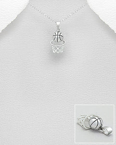 Basketball 925 Sterling Silver Pendant