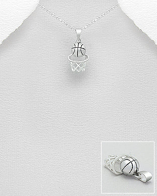 Basketball 925 Sterling Silver Pendant