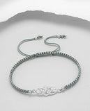 Celtic 925 Sterling Silver Bracelet with woven Polyester