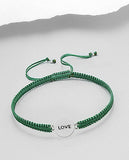 Love 925 Sterling Silver Bracelet with woven Polyester