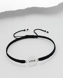 Love 925 Sterling Silver Bracelet with woven Polyester
