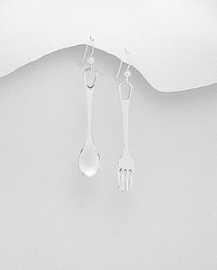 Fork & Spoon Sterling Silver Earrings