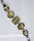 Sterling Silver With 5 Large Lemon Quartz Stone Bracelet