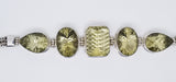 Sterling Silver With 5 Large Lemon Quartz Stone Bracelet
