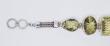 Sterling Silver With 5 Large Lemon Quartz Stone Bracelet