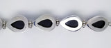 Sterling Silver With 7 Large Faceted Onyx Stone Bracelet