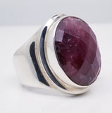 Sterling Silver With Large Rough Ruby Stone Ring