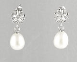 Sterling Silver Freshwater Pearls Earrings W CZ