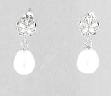 Sterling Silver Freshwater Pearls Earrings W CZ