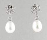 Sterling Silver Freshwater Pearls Earrings W CZ