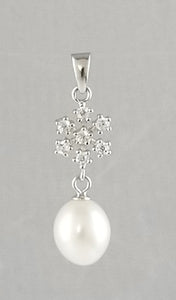 Sterling Silver Freshwater Pearls Pendant With CZ