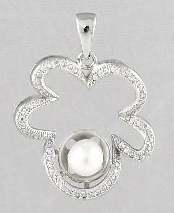 Sterling Silver Freshwater Pearls Pendant With CZ
