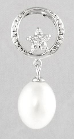 Sterling Silver Freshwater Pearls Pendant With CZ