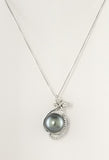 Tahitian Pearls Sterling Silver Necklace with CZ