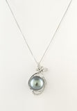 Tahitian Pearls Sterling Silver Necklace with CZ