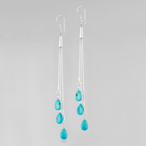 Turquoise teardrops handcrafted ﻿earring sterling silver.