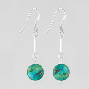Turquoise teardrops sterling silver handcrafted  earring.