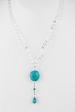 Sterling silver handcrafted Set necklace & Earrings of genuine turquoise.