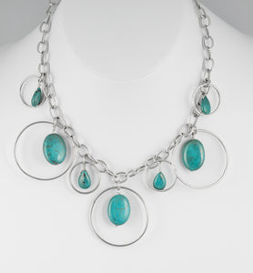 Sterling silver handcrafted necklace of genuine turquoise