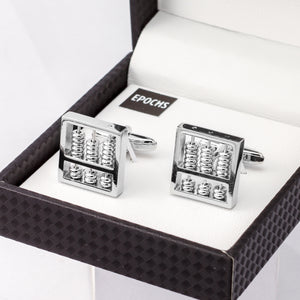 Silver Abacus Cufflinks French Shirt With Gift Box