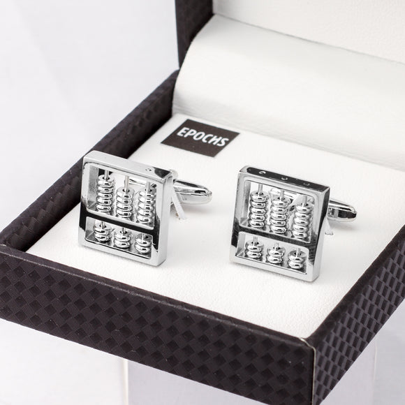 Silver Abacus Cufflinks French Shirt With Gift Box
