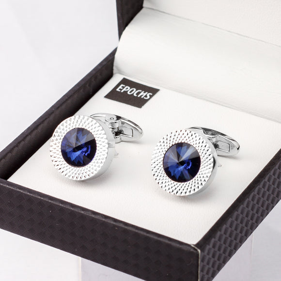 Blue Crystal Cufflinks French Shirt With Gift Box