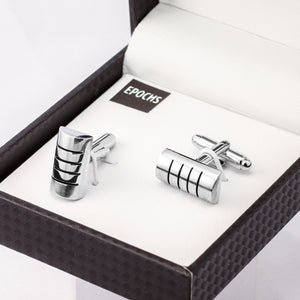 Silver Half Cylinder Cufflinks French Shirt With Gift Box