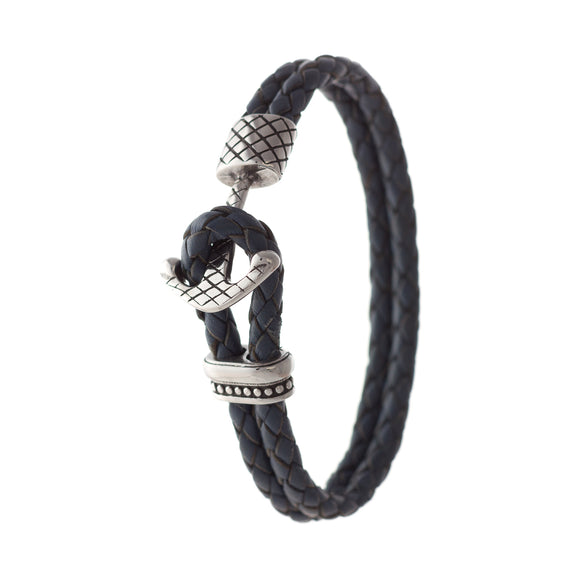 Ebedi stainless steel anchor with blue leather bracelet