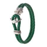Ebedi stainless steel anchor with green leather bracelet