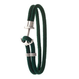 Ebedi stainless steel anchor with green woven bracelet