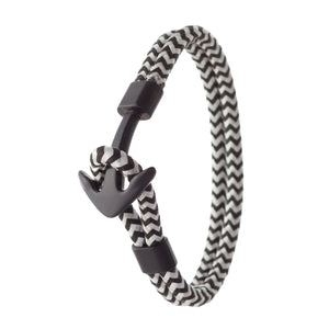 Ebedi stainless steel anchor with black & white woven bracelet