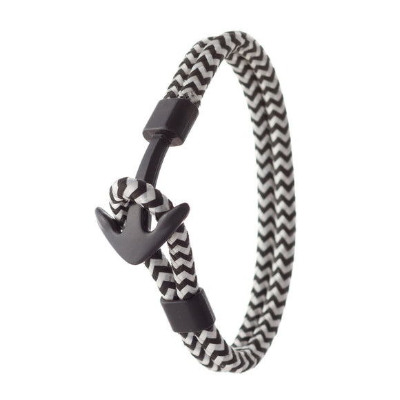 Ebedi stainless steel anchor with black & white woven bracelet