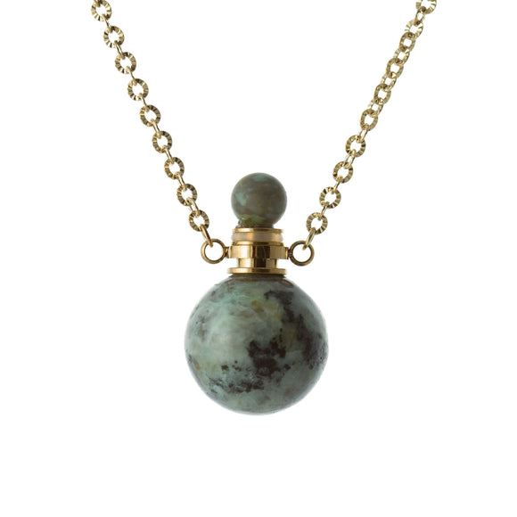 Zoisite perfume & essential oil bottle necklace with Stainless Steel chain