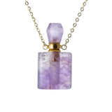 Amethyst crystal healing perfume & essential oil bottle necklace with Stainless Steel chain
