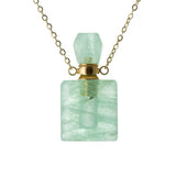 Green Aventurine perfume & essential oil bottle necklace with Stainless Steel chain