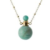 Amazonite perfume & essential oil bottle necklace with Stainless Steel chain