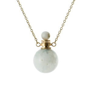 Moonstone perfume & essential oil bottle necklace with Stainless Steel chain