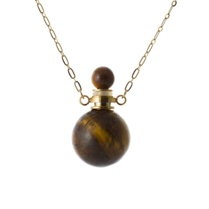 Tiger Eye  perfume & essential oil bottle necklace with Stainless Steel chain