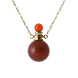 Red Carnelian perfume & essential oil bottle necklace with Stainless Steel chain