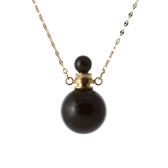 Black Onyx perfume & essential oil bottle necklace with Stainless Steel chain