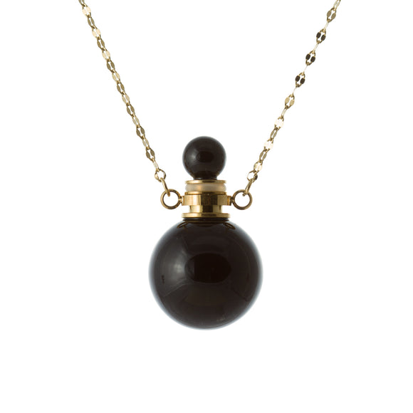 Black Onyx perfume & essential oil bottle necklace with Stainless Steel chain
