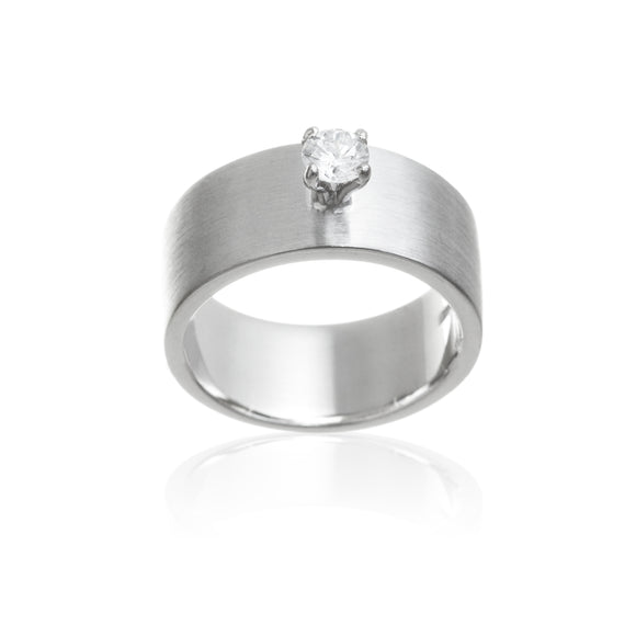 Brushed Small Round CZ Sterling Silver Reverie Ring