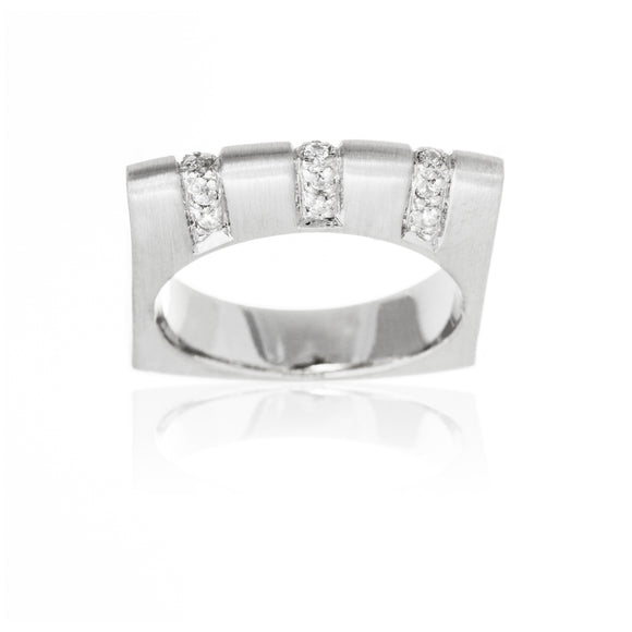 Brushed Sterling Silver Reverie Ring With Set CZ