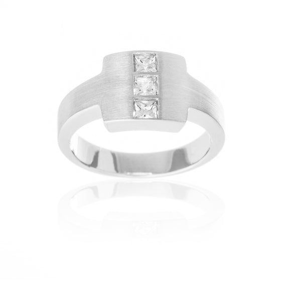 Brushed Sterling Silver Reverie Ring With Set CZ