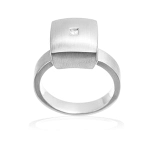 Brushed Sterling Silver Reverie Ring With Set CZ
