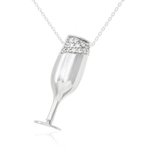 Champagne Glass CZ Sterling Silver Pendant Reverie