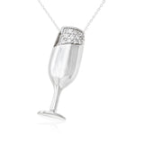 Champagne Glass CZ Sterling Silver Pendant Reverie