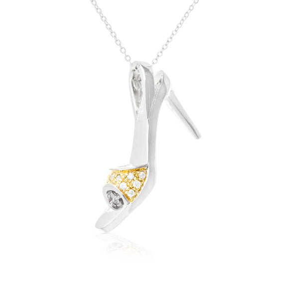 High Heel Shoes CZ Sterling Silver Pendant Gold Plated Reverie Pendant