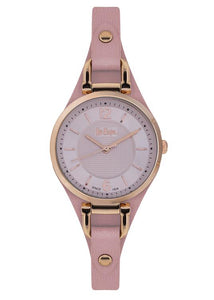 LEE COOPER - STAINLESS STEEL, PLATED ROSE GOLD, PINK LEATHER, SMALL CASE