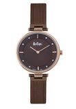 LEE COOPER - STAINLESS STEEL, ROSE GOLD MESH BAND WITH ROSE GOLD CASE AND BROWN DIAL W CZS